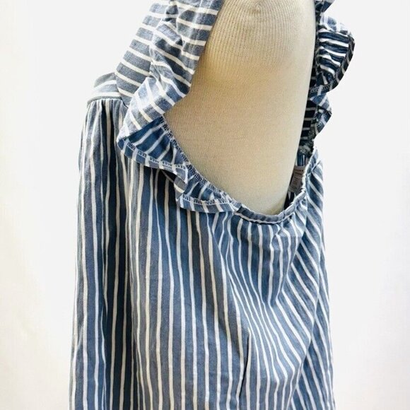 NWT LAUREN CONRAD Women Sleeveless Pullover Square Neck Striped Blue Shirt Sz O - Picture 11 of 14